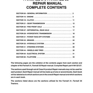 2008 CASE IH Farmall 31, Farmall 35 Tractors Service Manual