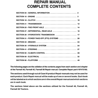 2008 Case Farmall 40, Farmall 45, Farmall 50 Tractors Service Manual