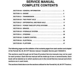 2009 Case IH Farmall 40, 45, 50 CVT Tractor Service Manual