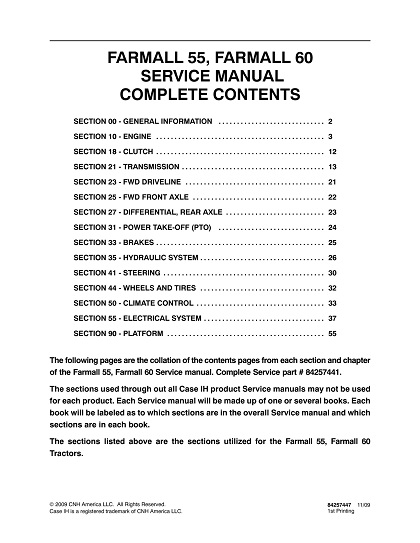 60 Case IH Farmall 55, Farmall 60 Tractors Service Manual