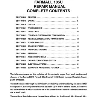 2008-2010 Case Farmall 85U, 95U ,105U Tractors Service Manual