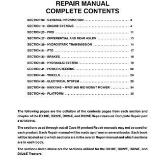 Case IH DX18E, DX22E, DX24E, DX25E Tractor Service Manual