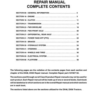 2005 Case IH DX48, DX55 Tractors Service Manual