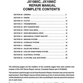 Case IH JX1060C ,JX1070C ,JX1075C, JX1085C, JX1095C Tractor Service Manual