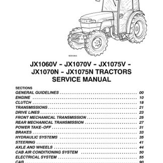 2004 Case IH JX1060V, JX1070V, JX1075V, JX1070N, JX1075N Tractors Service Manual