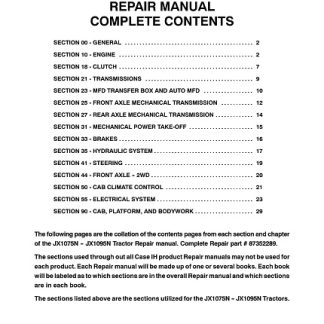 Case IH JX1075N, JX1095N Tractor Service Manual