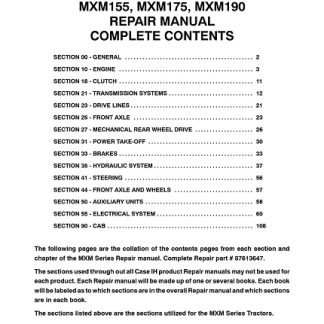 2006 Case IH MXM120, MXM130, MXM140, MXM155, MXM175, MXM190 Tractor Service Manual