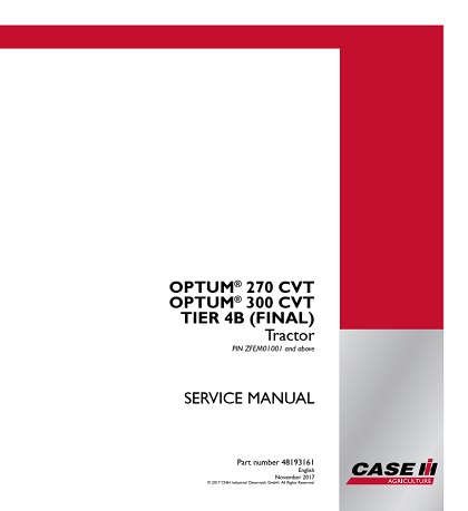 270cvt Case IH OPTUM 270 CVT, OPTUM 300 CVT TIER 4B (FINAL) Tractor Service Manual