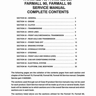 2009 Case IH Farmall 70, 80 ,90 ,95 Tractors Service Manual