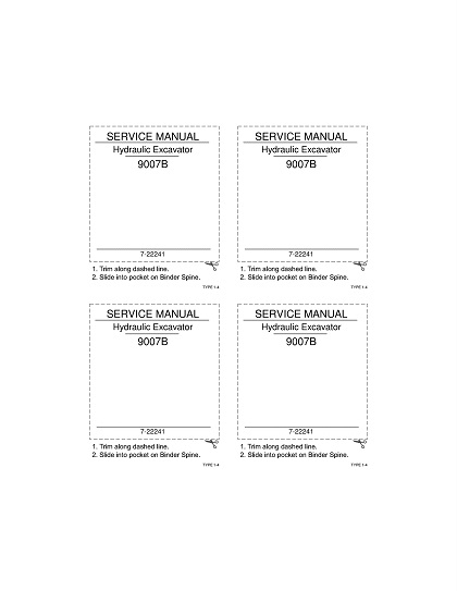 9007b 1999 Case 9007B Hydraulic Excavator Service Manual