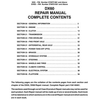 2008 Case IH DX55, DX60 Tractor Service Manual