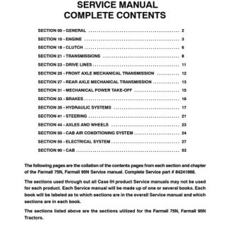 Case IH Tractors Farmall 75N, Farmall 95N Service Manual