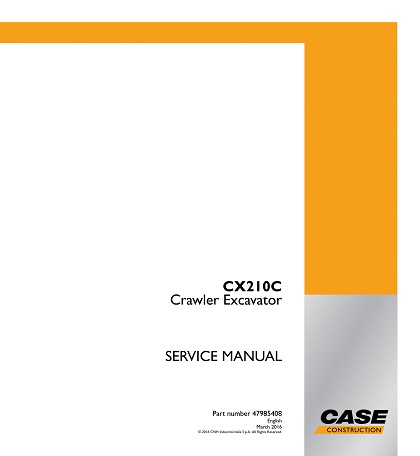 Case CX210C Crawler Excavator Service Repair Manual