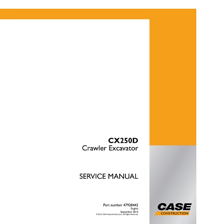 Case CX250D Crawler Excavator Service Repair Manual