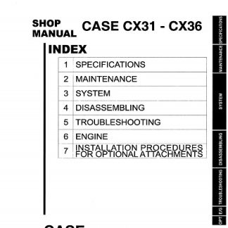 CASE CX31 ,CX36 Hydraulic Excavator Service Manual