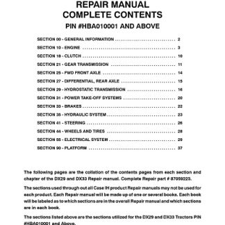Case IH DX29, DX33 Tractors Service Repair Manual